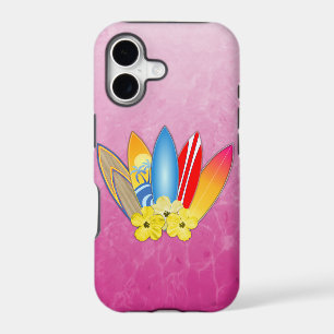 Surfboard and Hibiscus Flowers