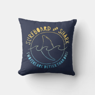 Surfboard And Shark Funny Summer Beach Vacation  T Cushion