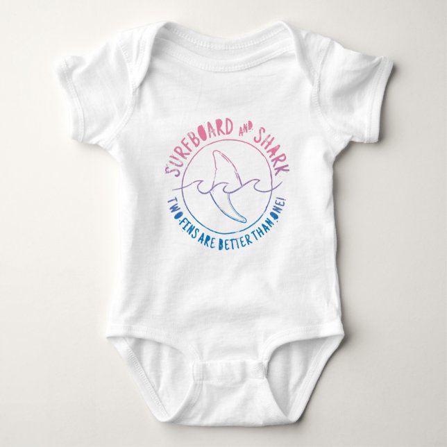 Surfboard And Shark Funny Surfer Surfing Summer Baby Bodysuit (Front)