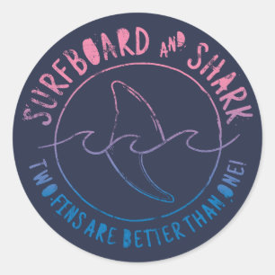 Surfboard And Shark Funny Surfer Surfing Summer Classic Round Sticker
