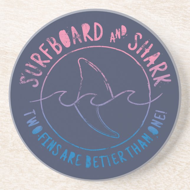 Surfboard And Shark Funny Surfer Surfing Summer Coaster (Front)