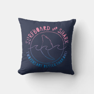 Surfboard And Shark Funny Surfer Surfing Summer Cushion