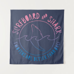 Surfboard And Shark Funny Surfer Surfing Summer Tapestry