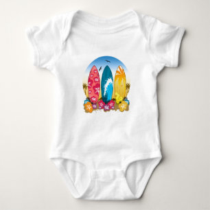 Surfboard Beach Baby Bodysuit