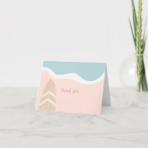 Surfboard Beach Baby Shower Folded Thank You Card