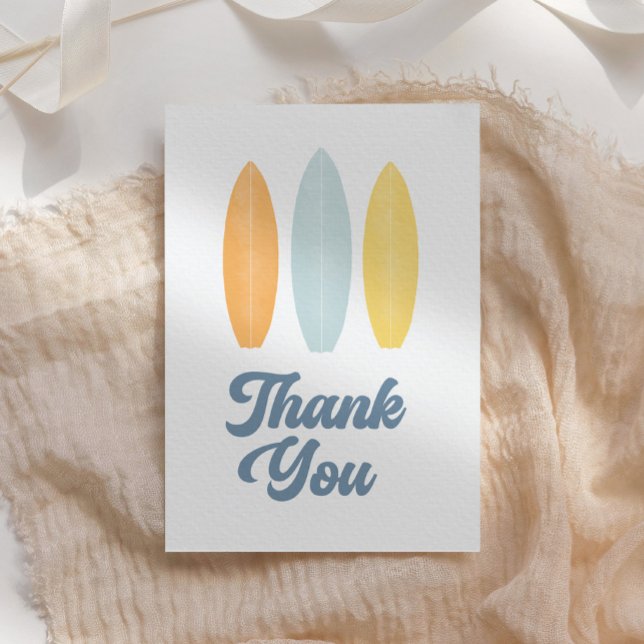 Surfboard Beach Birthday Party Thank You Card (Creator Uploaded)