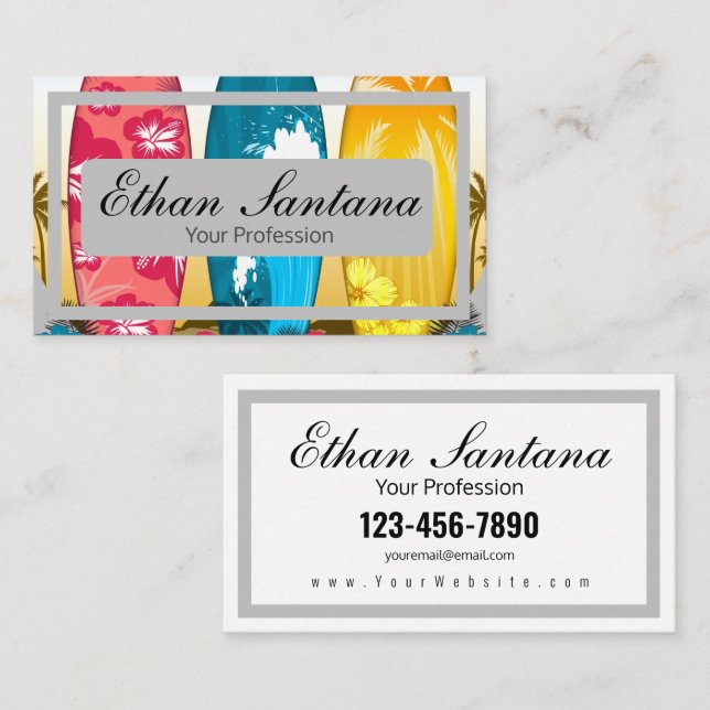 Surfboard Beach Business Card (Front/Back)