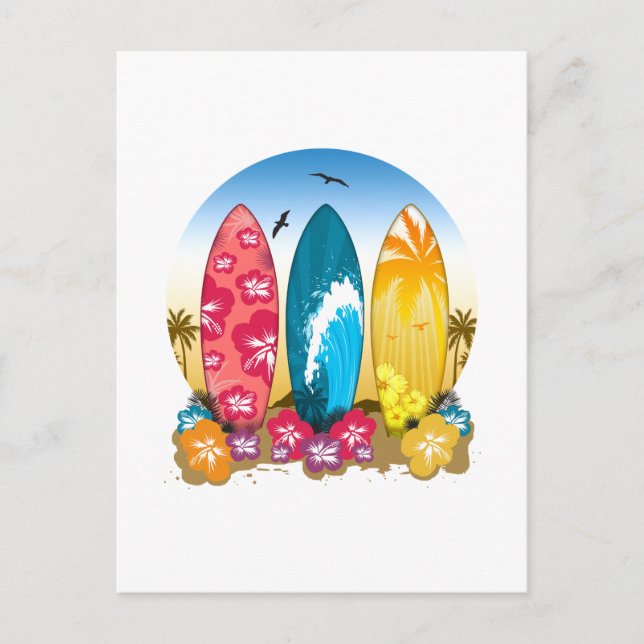 Surfboard Beach Postcard (Front)