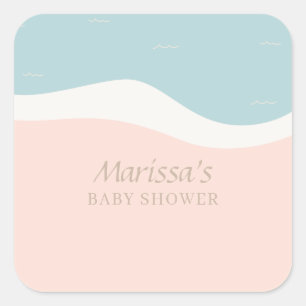 Surfboard Beach Square Stickers