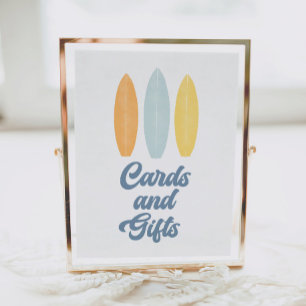 Surfboard Birthday Party Cards and Gifts Sign