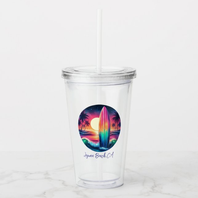 Surfboard Escape- Acrylic Tumbler (Front)