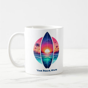 Surfboard in the Sunset Coffee Mug