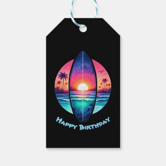 Surfboard in the Sunset Gift Tags (Front)
