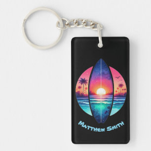 Surfboard in the Sunset Key Ring
