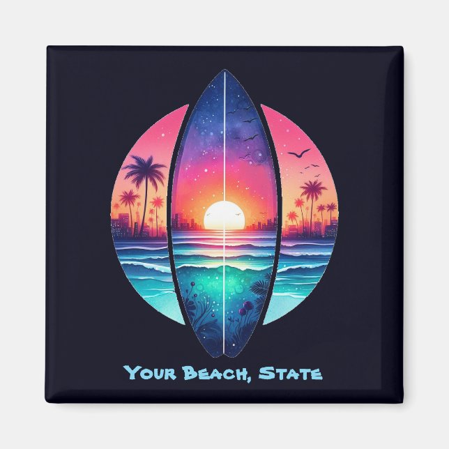Surfboard in the Sunset Magnet (Front)