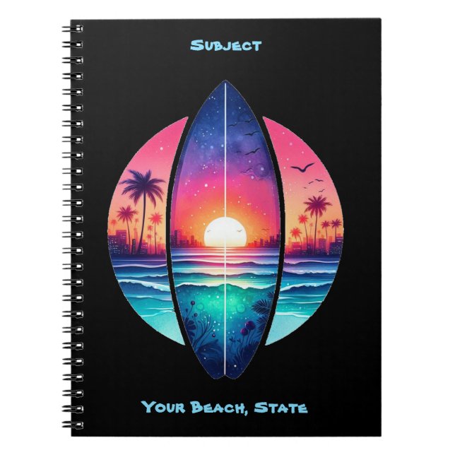 Surfboard in the Sunset Notebook (Front)