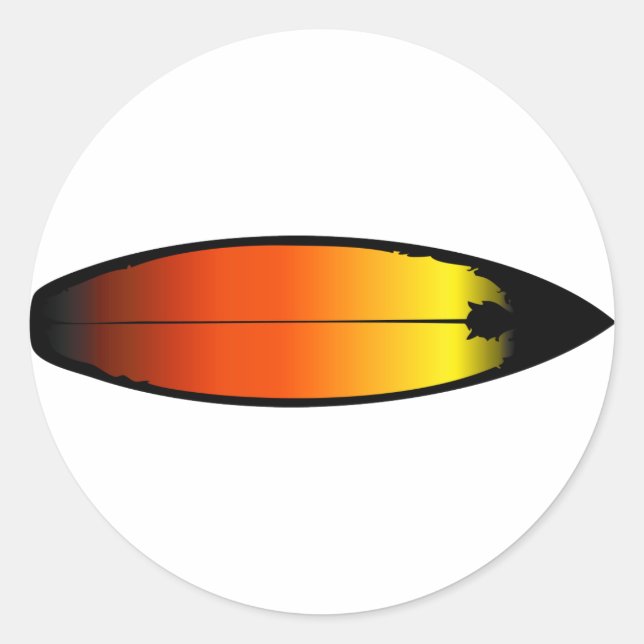 Surfboard Landscape Classic Round Sticker (Front)