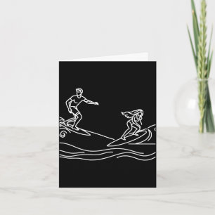 Surfboard line art beach lover performance  card