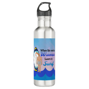 Surfboard Ocean Waves Blue Motivational Quote 710 Ml Water Bottle