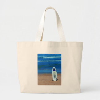 Surfboard On Beach Large Tote Bag