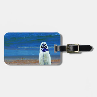 Surfboard On Beach Luggage Tag