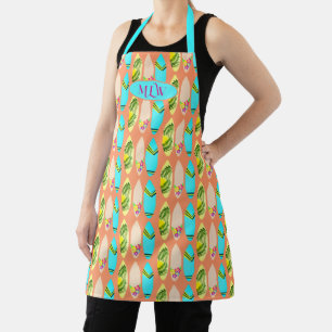 Surfboard Pattern Kitchen Chef Bib Apron
