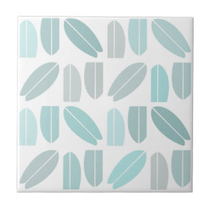 Surfboard Pattern Mint Teal Ceramic Tile