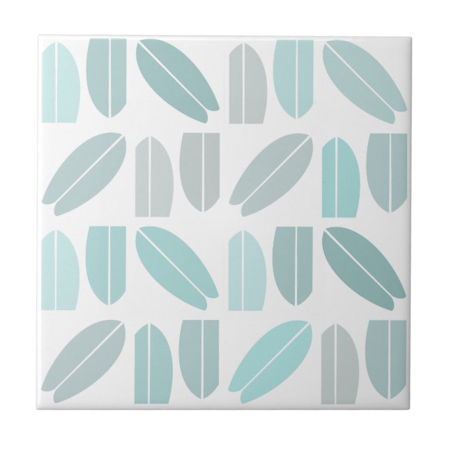 Surfboard Pattern Mint Teal    Ceramic Tile (Front)