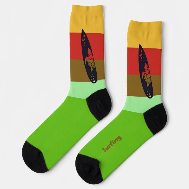 Surfboard Silhouette on King Bug Colours Socks (Left)