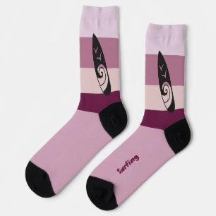 Surfboard Silhouette on Mauve Mood Colour Socks