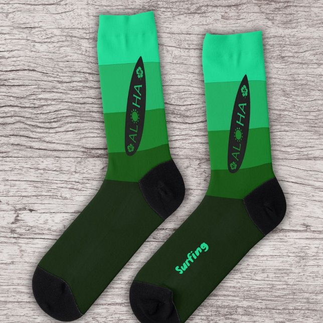 Surfboard Silhouette on Terminal Greens Colour Socks (Creator Uploaded)