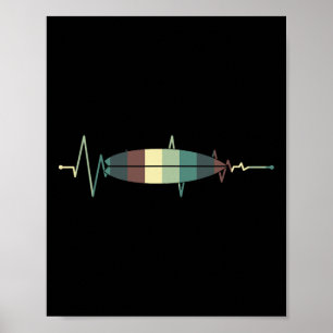 Surfboard Surf Surfer Surfboarder Heartbeat Retro  Poster
