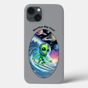 Surfboard Surfing Space Alien Riding a Wave URM iPhone 13 Case