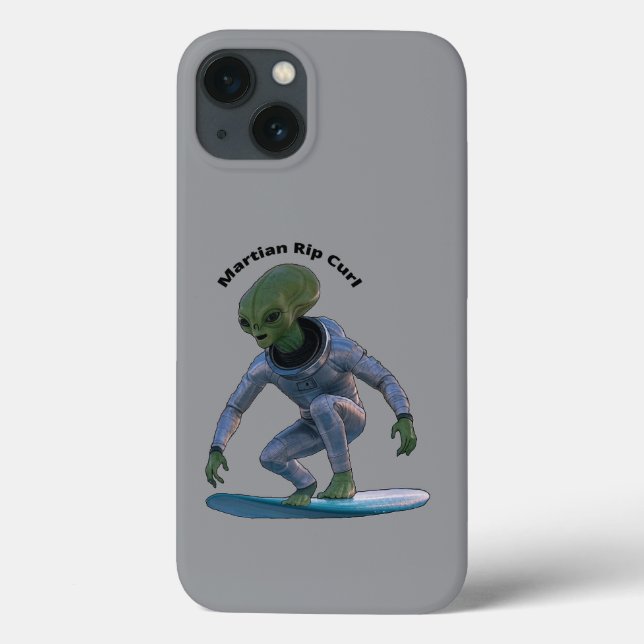 Surfboard Surfing Space Martian Riding a Wave URM Case-Mate iPhone Case (Back)
