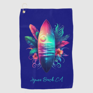 Surfboard Tropical Beach- Golf Towel
