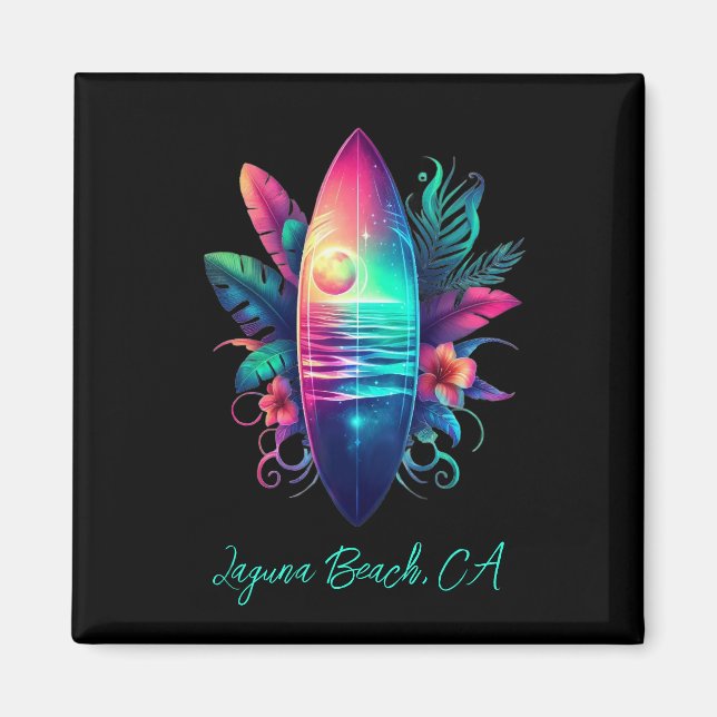 Surfboard Tropical Beach- Magnet (Front)