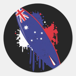 Surfboard Vintage With Australia Flag - Surfing An Classic Round Sticker