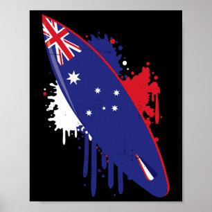 Surfboard Vintage With Australia Flag - Surfing An Poster