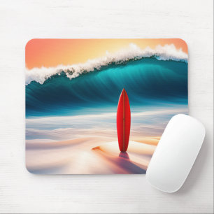 Surfboard With Big Wave Mouse Pad