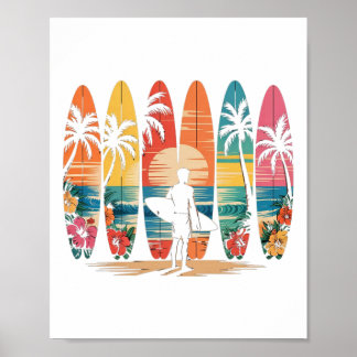 Surfboarder Hawaii Wave Surfing Lover Beach Surfer Poster