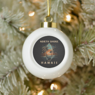 Surfboarder North Shore Hawaii Ceramic Ball Christmas Ornament