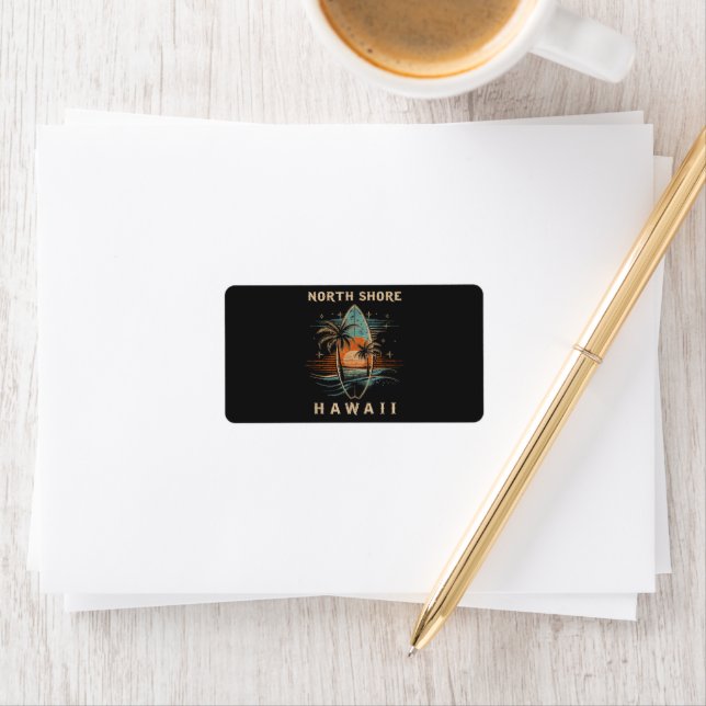 Surfboarder North Shore Hawaii  Label (Insitu)