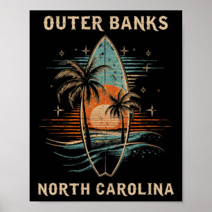 Surfboarder Outer Nks North Carolina Surf Board Su Poster