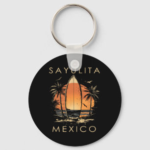 Surfboarder Sayulita Mexico Beach Surfing Surfer V Key Ring