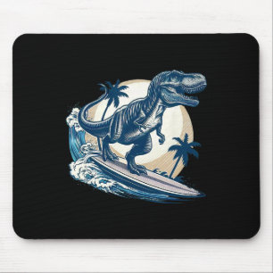 Surfboarding Tyrannosaurus Rex Surfing Dinosaur Lo Mouse Pad