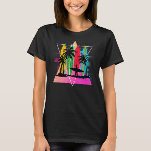 Surfboards 80s Vaporwave Water Sport Surfer Tropic T-Shirt