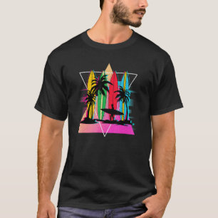 Surfboards 80s Vaporwave Water Sport Surfer Tropic T-Shirt