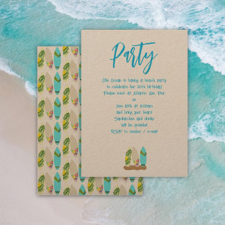 Surfboards Adult Beach Birthday Party Invitation