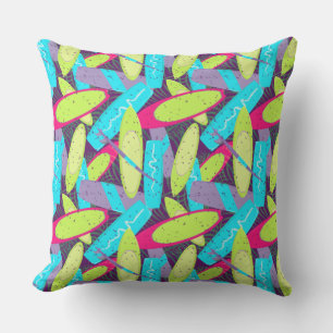 Surfboards and Palm Trees Multi Coloured Cushion