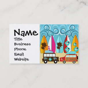 Surfboards Beach Bum Surfing Hippie Vans Business Card